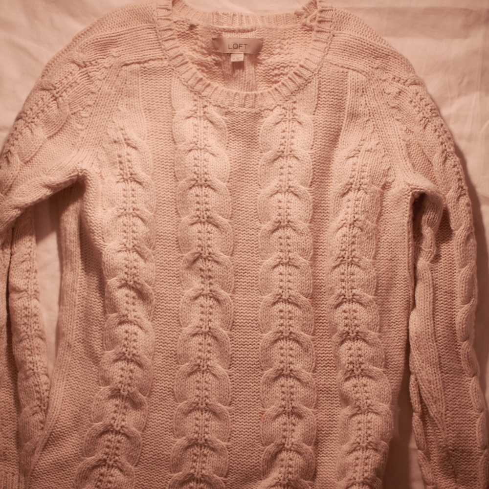Loft Cream Soft Cable-Knit Sweater